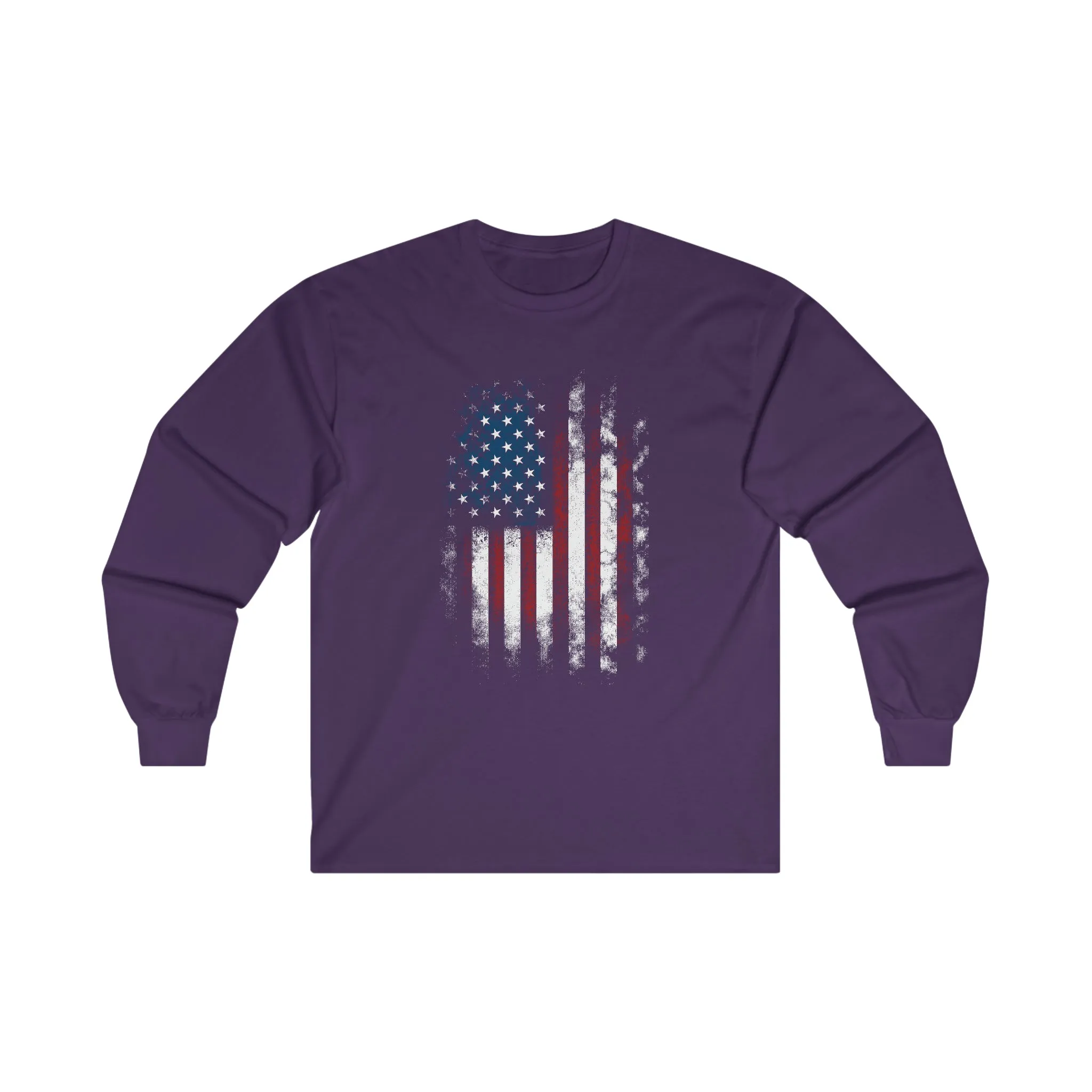 Distressed American Flag Long Sleeve Tee