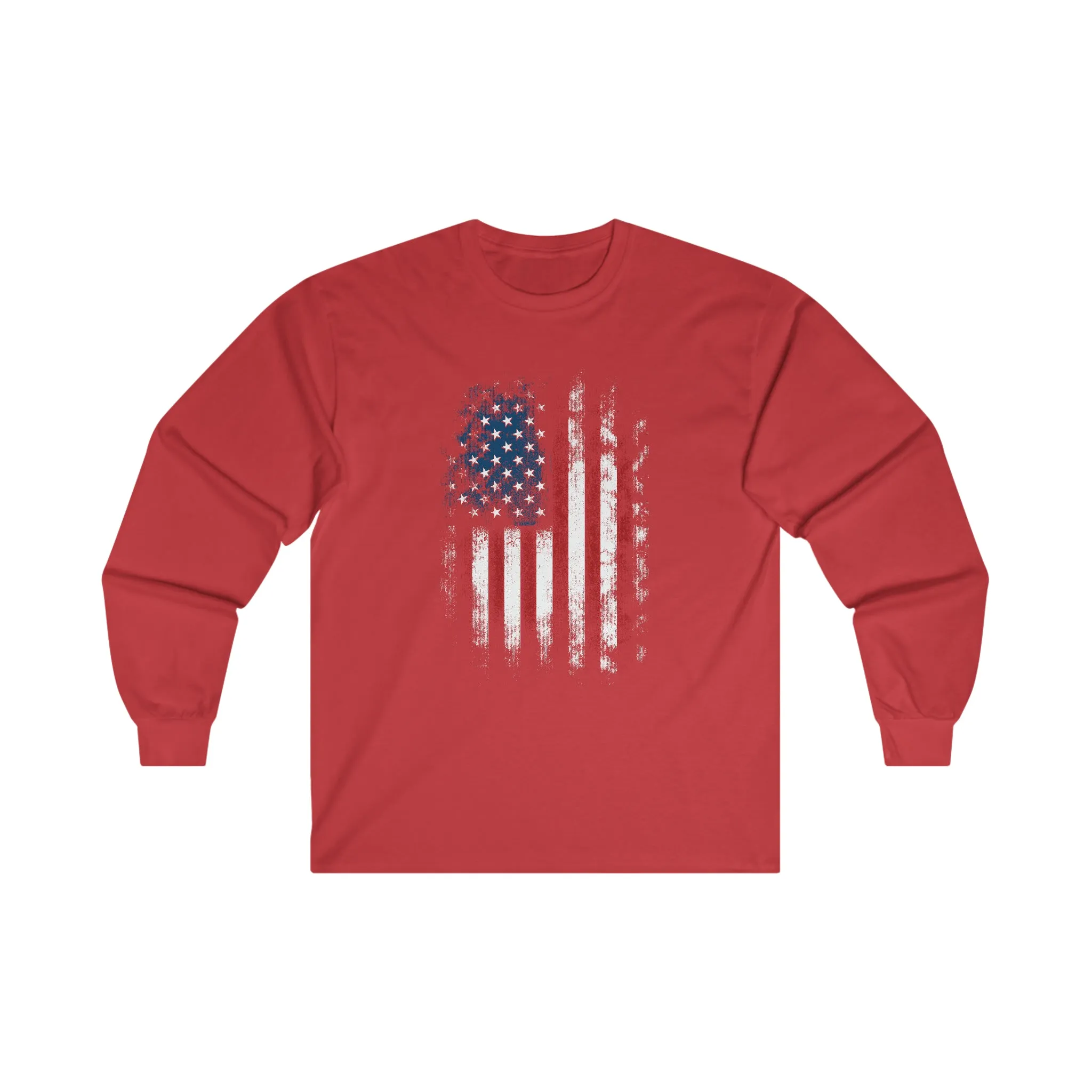 Distressed American Flag Long Sleeve Tee