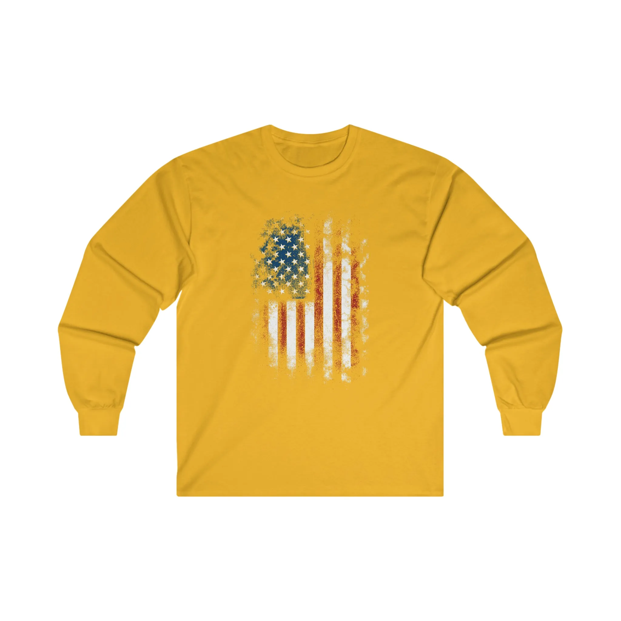 Distressed American Flag Long Sleeve Tee