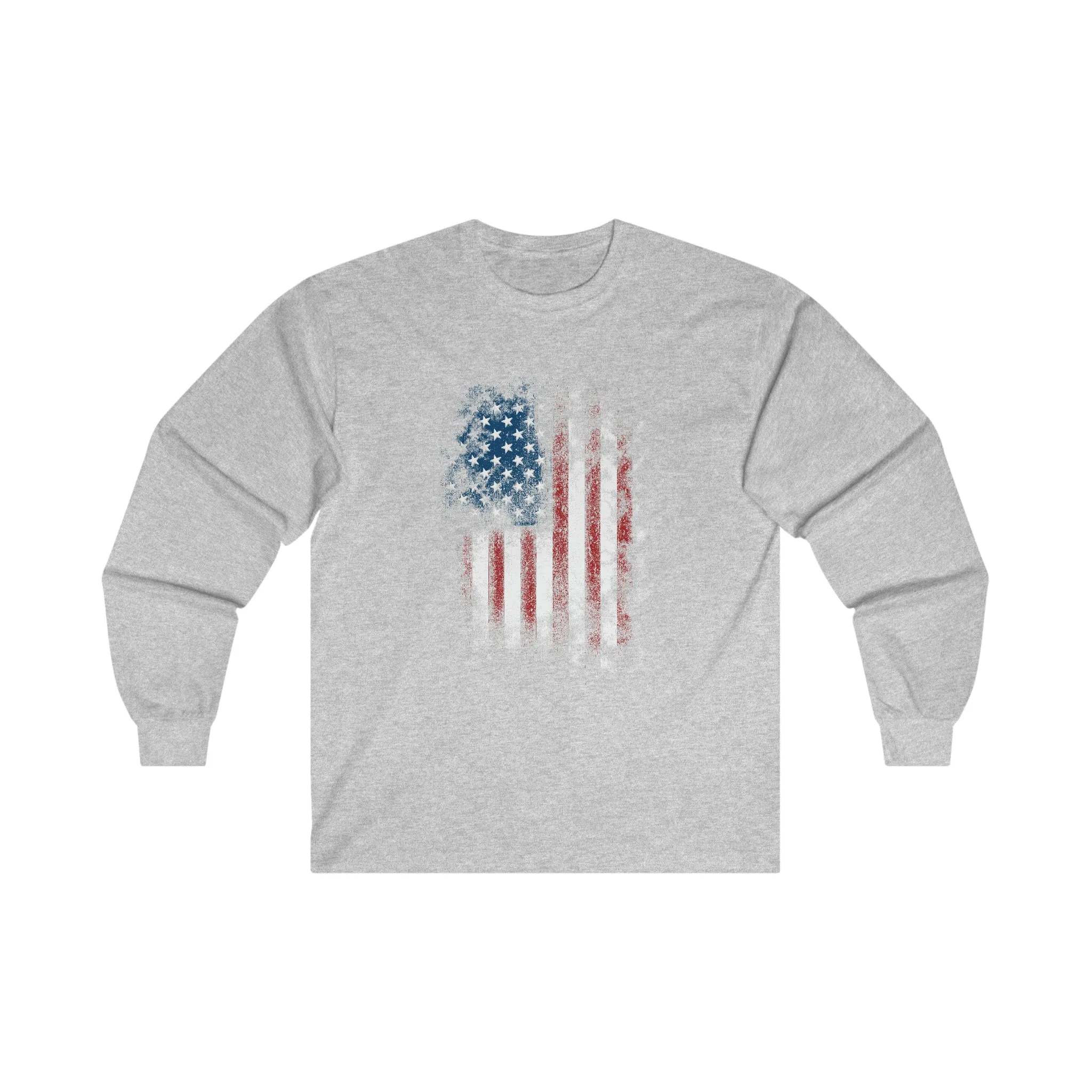 Distressed American Flag Long Sleeve Tee