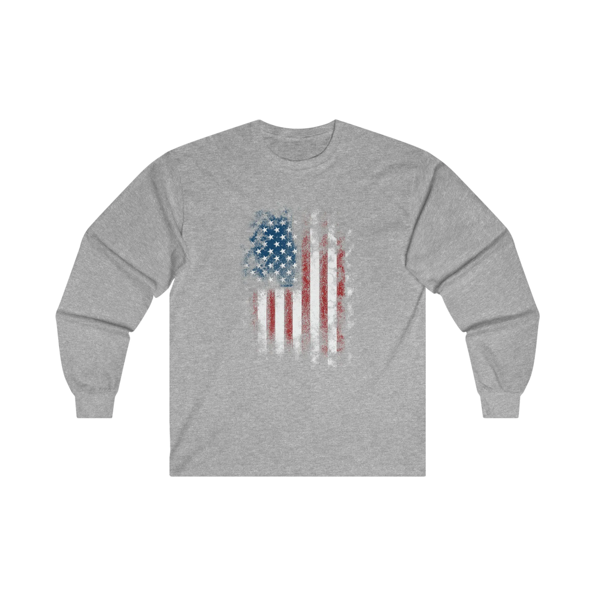 Distressed American Flag Long Sleeve Tee