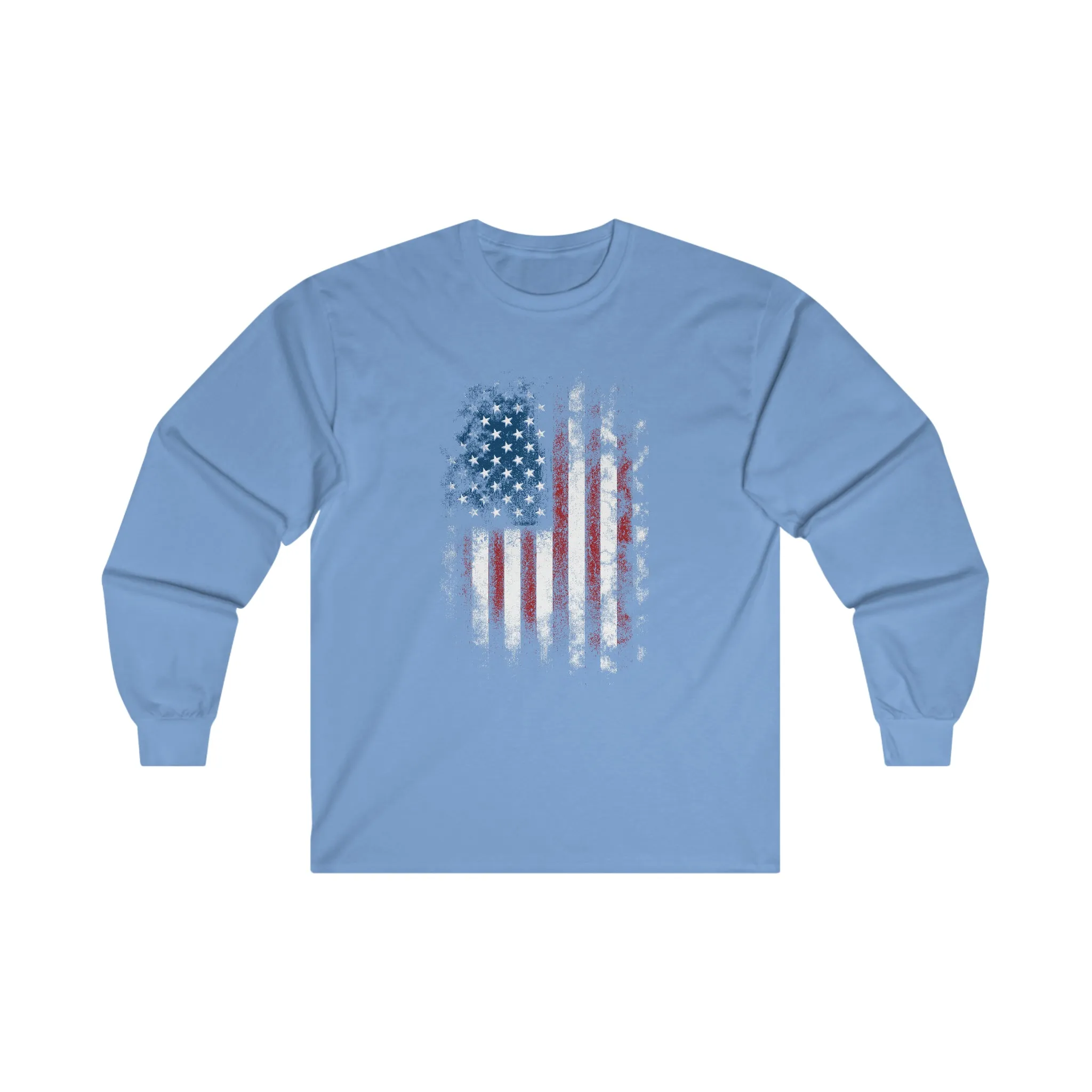 Distressed American Flag Long Sleeve Tee