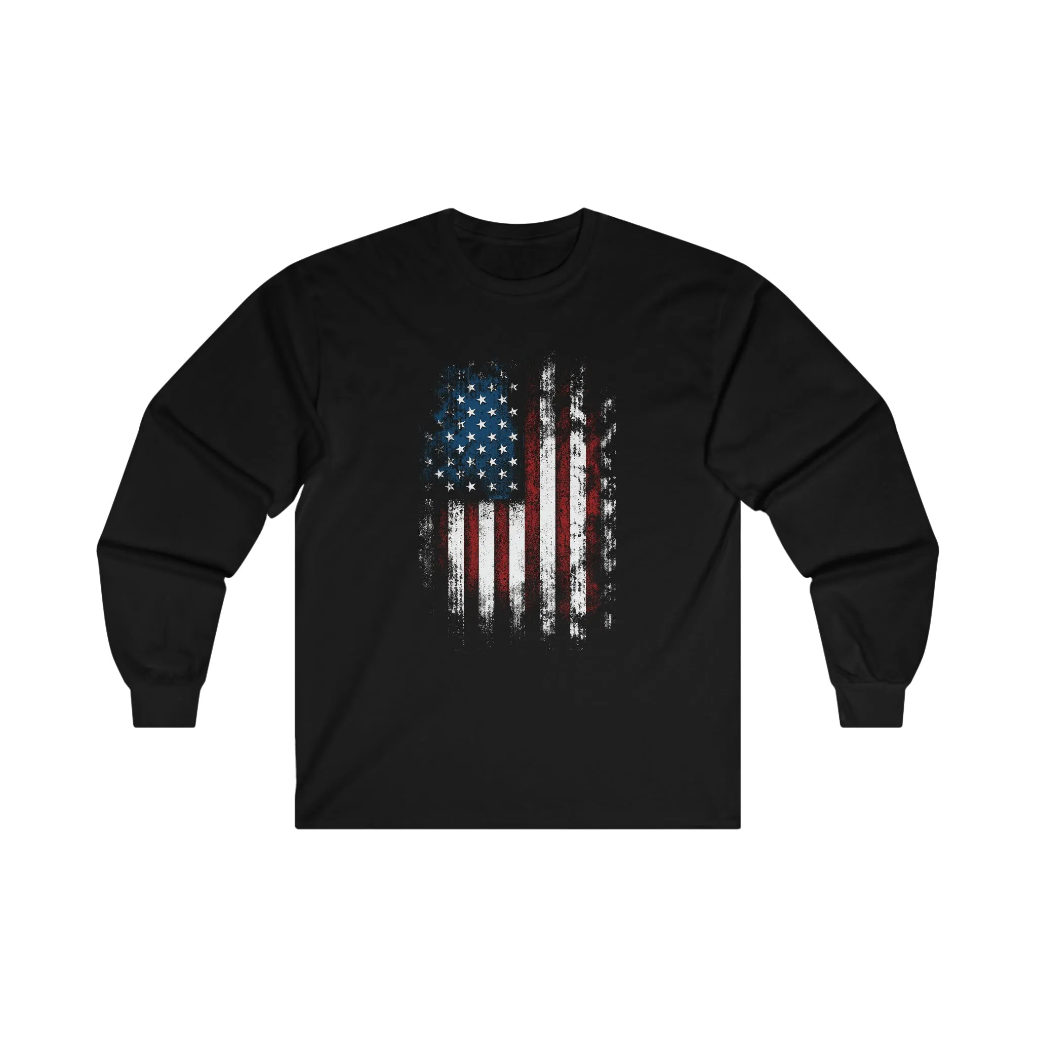 Distressed American Flag Long Sleeve Tee