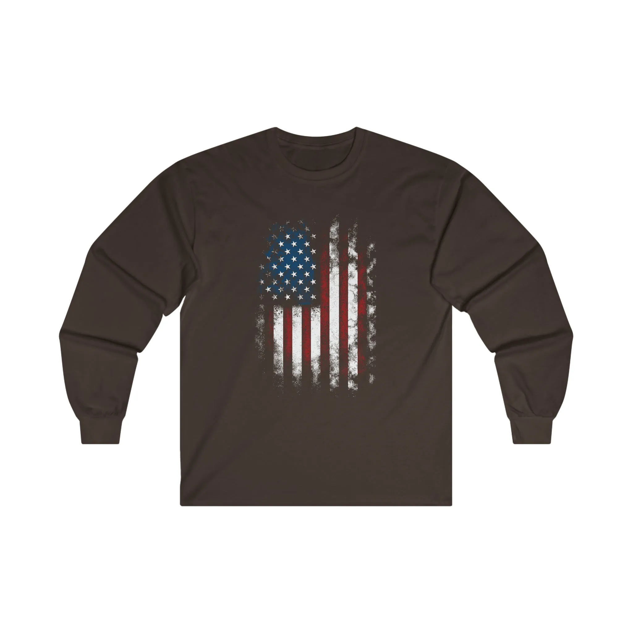 Distressed American Flag Long Sleeve Tee