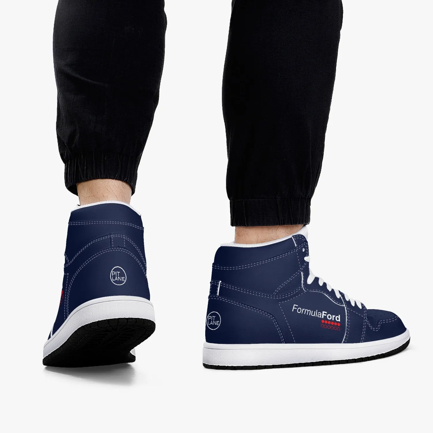 FORMULA FORD Official High-Top Leather Sneakers - Navy