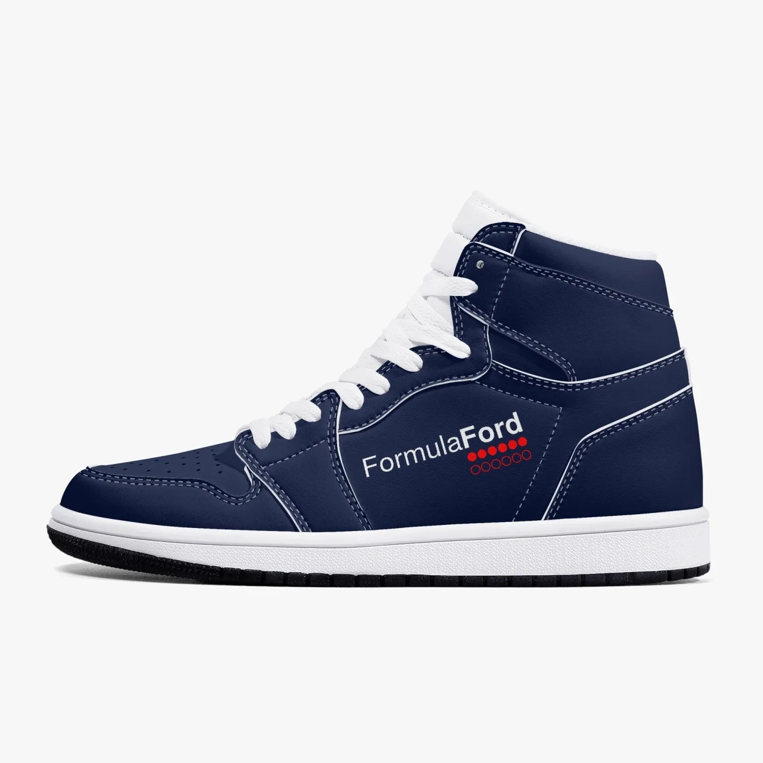 FORMULA FORD Official High-Top Leather Sneakers - Navy