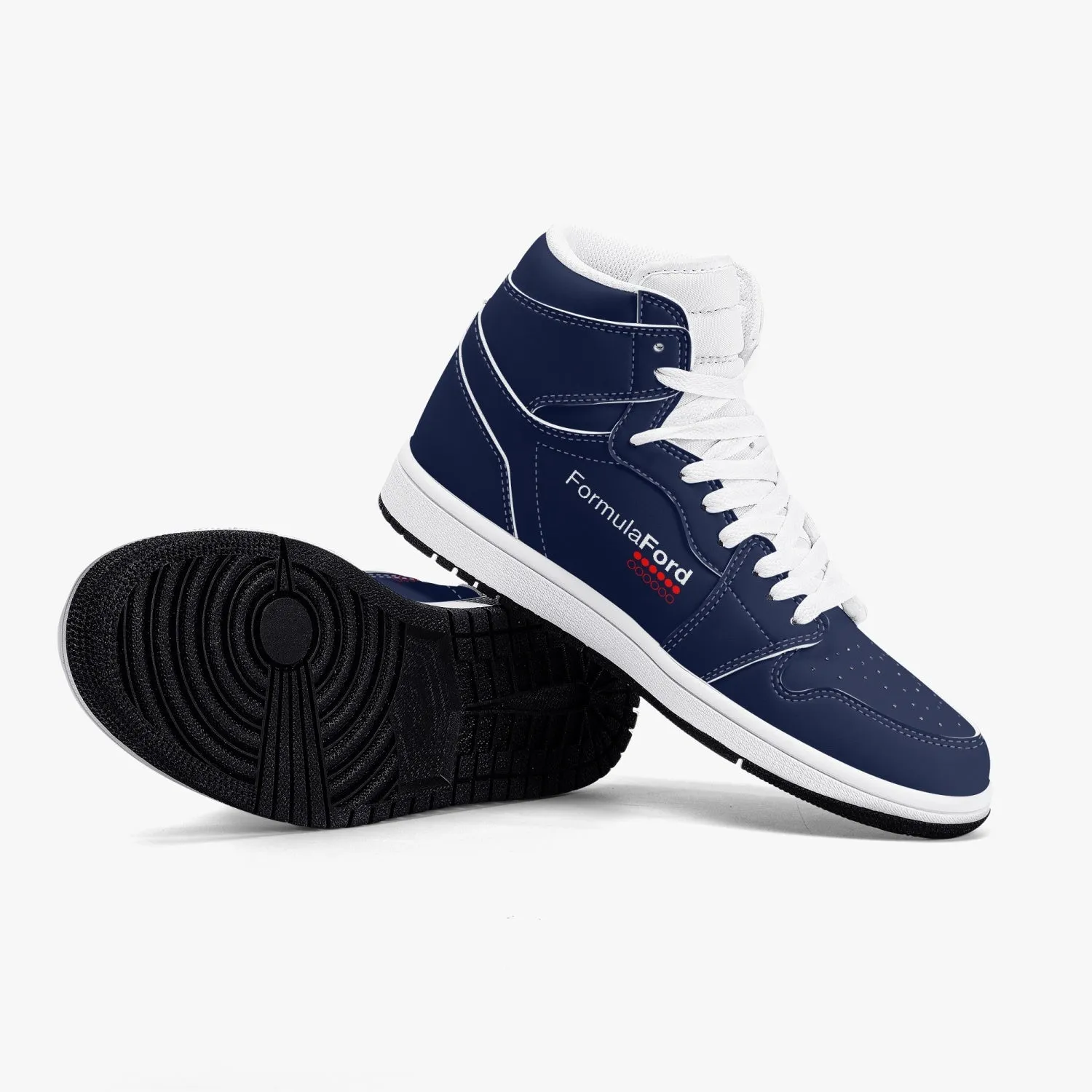 FORMULA FORD Official High-Top Leather Sneakers - Navy