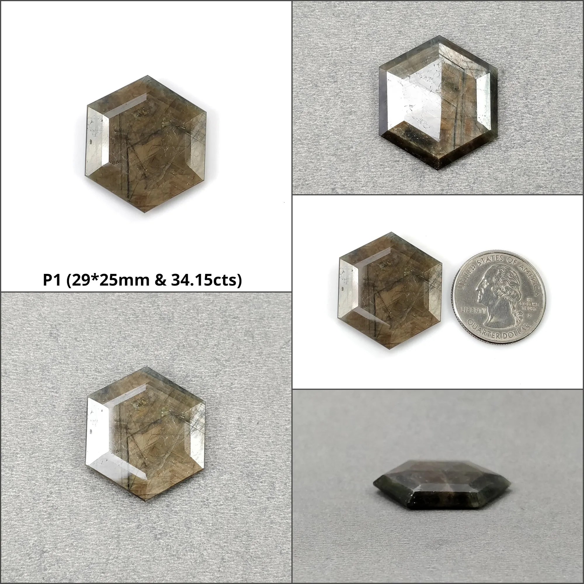 Golden Brown CHOCOLATE BLUE Sheen SAPPHIRE Gemstone Normal Cut : Natural Untreated Sapphire Hexagon Shape