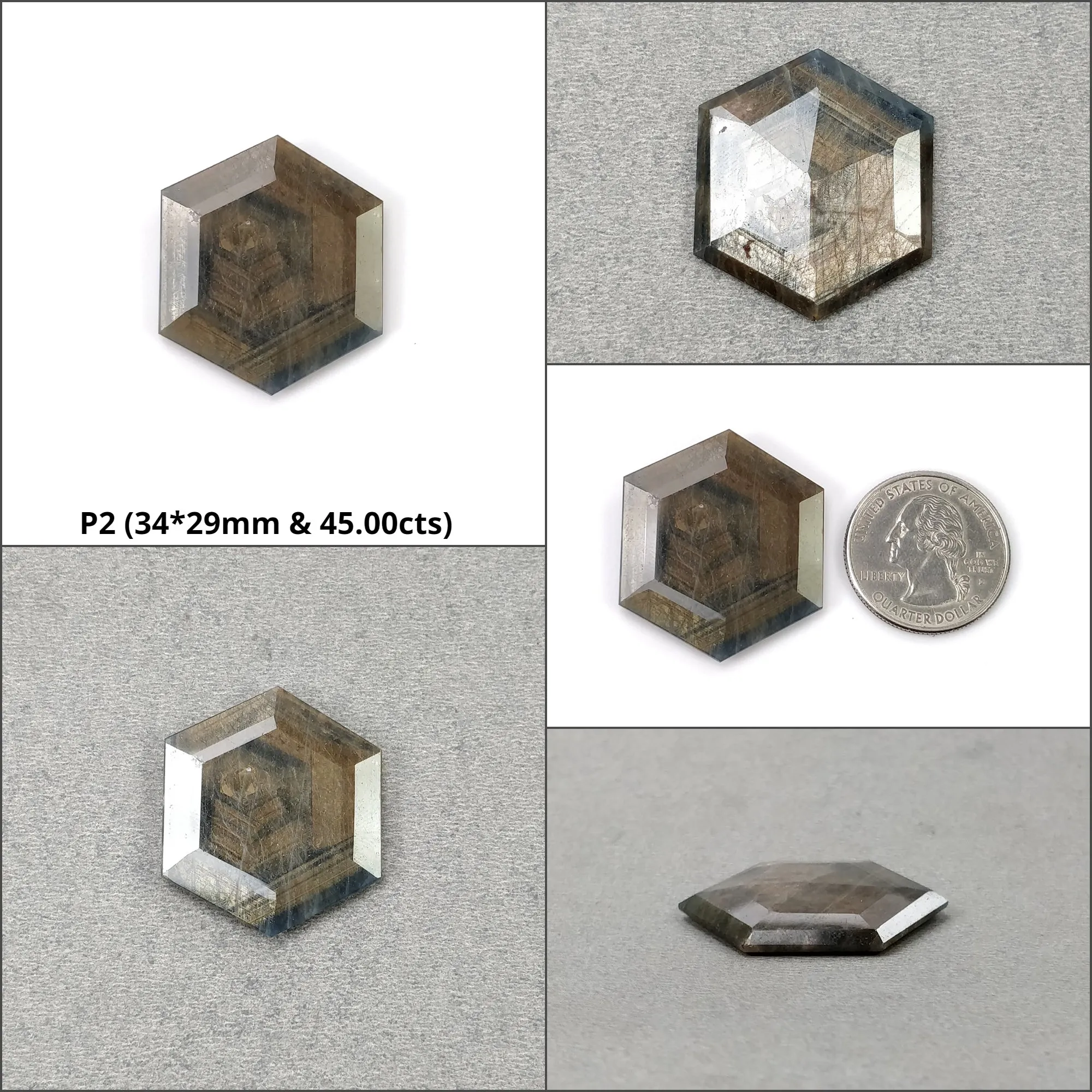 Golden Brown CHOCOLATE BLUE Sheen SAPPHIRE Gemstone Normal Cut : Natural Untreated Sapphire Hexagon Shape