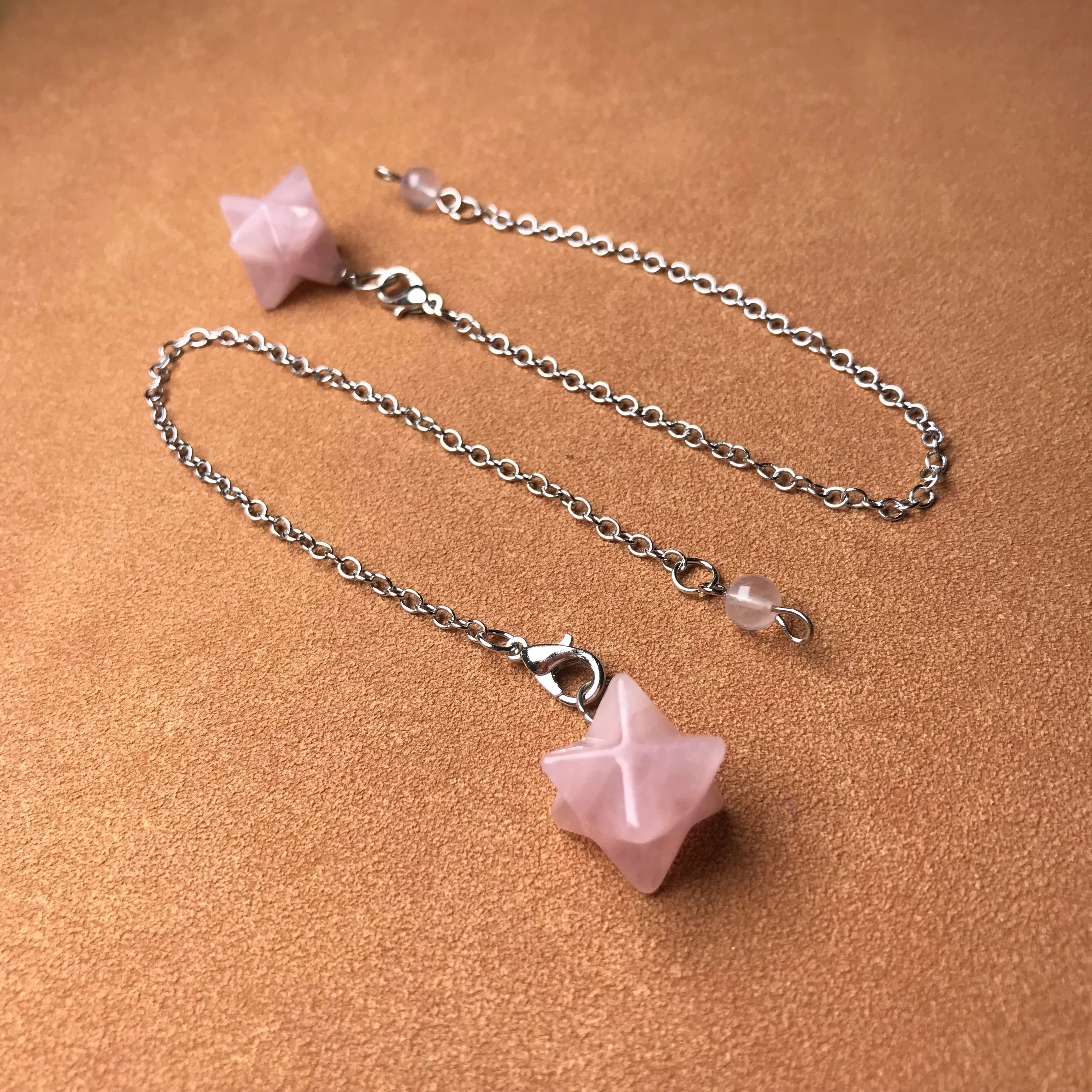 Handmade Merkaba Pendulum | Rose Quartz Heart Chakra Healing