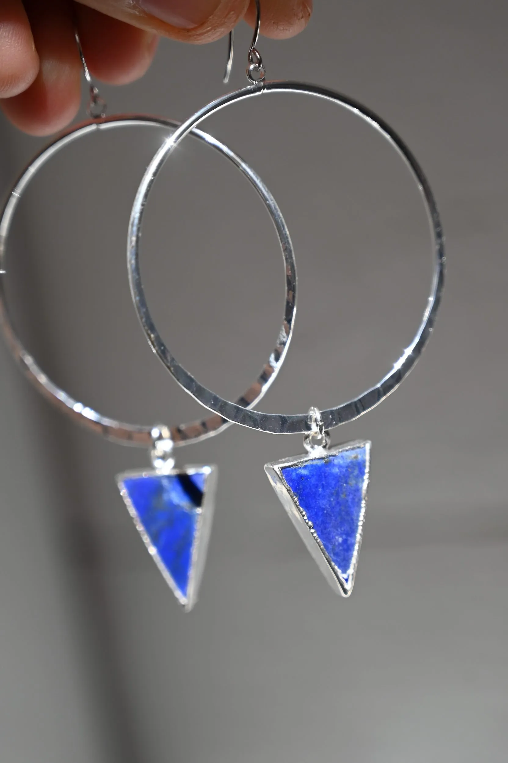 I Trust My Intuition Lapis Lazuli Silver Hoops