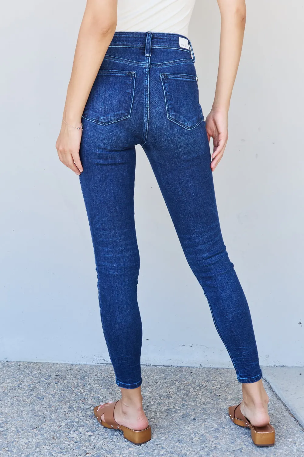 Judy Blue Mid Rise Classic Crinkle Ankle Detail Skinny Jeans 82505