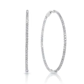 Kylee 4 Carat Round Brilliant Diamond 56 mm Hoop Earrings in 14k White Gold