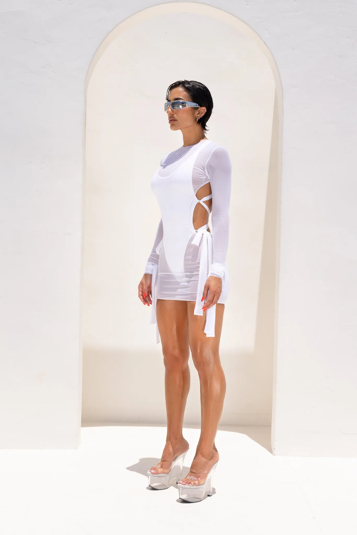 Lexi Mesh Cover Up Dress - White