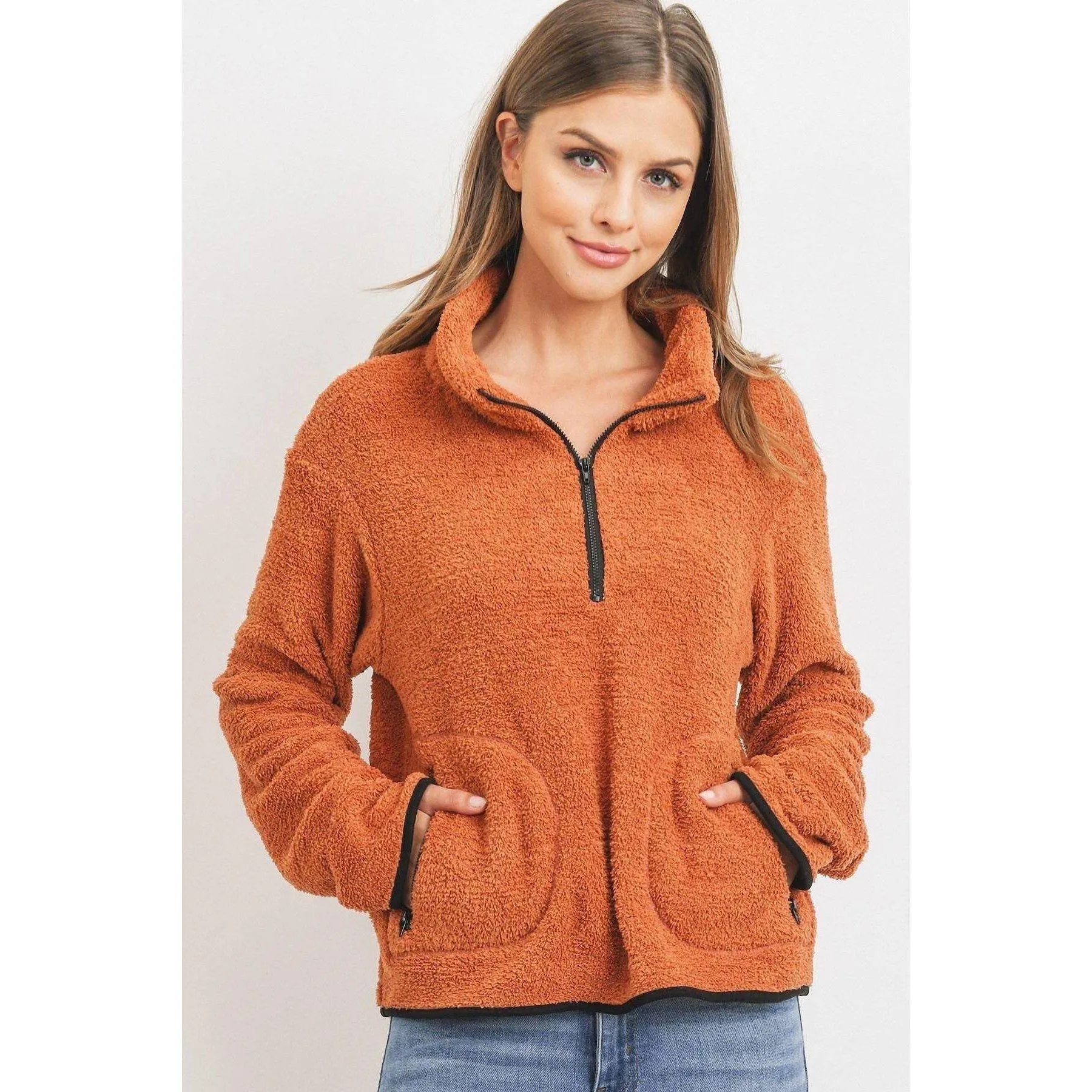 Long Sleeve Half Zipper Pullover Loopie Terry