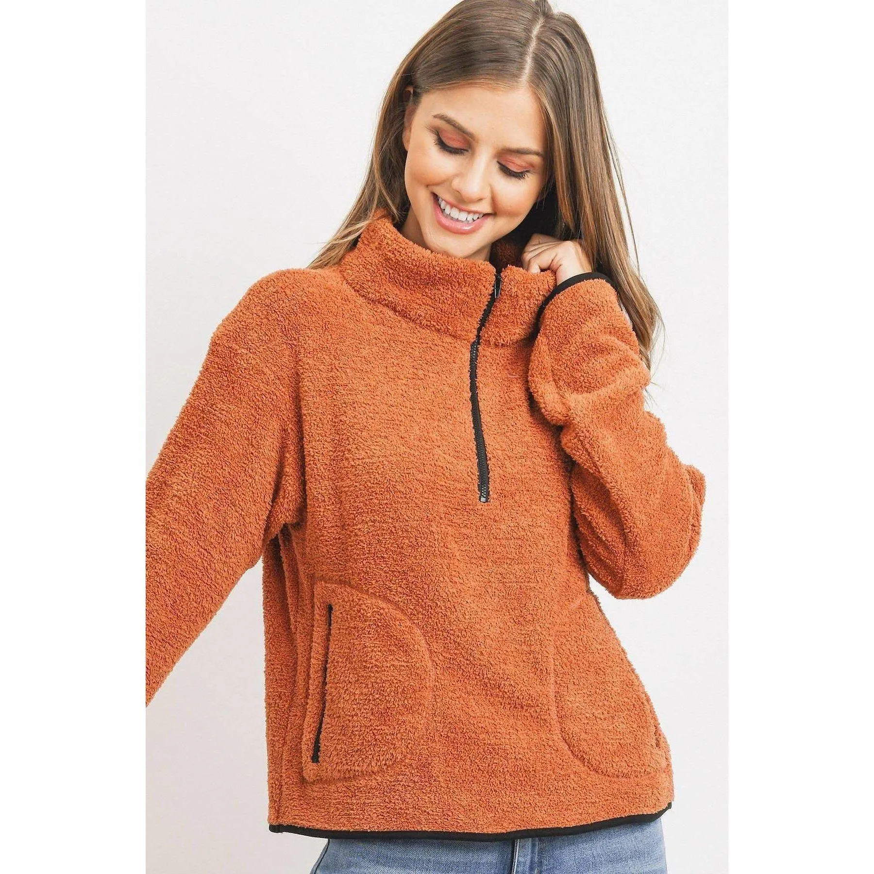 Long Sleeve Half Zipper Pullover Loopie Terry