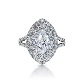 Malia 3 Carat D SI1 Marquise Cut Diamond Engagement Ring in 14k White Gold By Mike Nekta