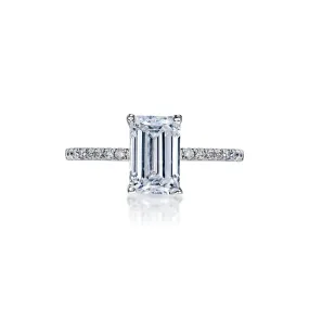 Mariam 2 Carat E VS1 Emerald Cut Diamond Engagement Ring in 18k White Gold by Mike Nekta