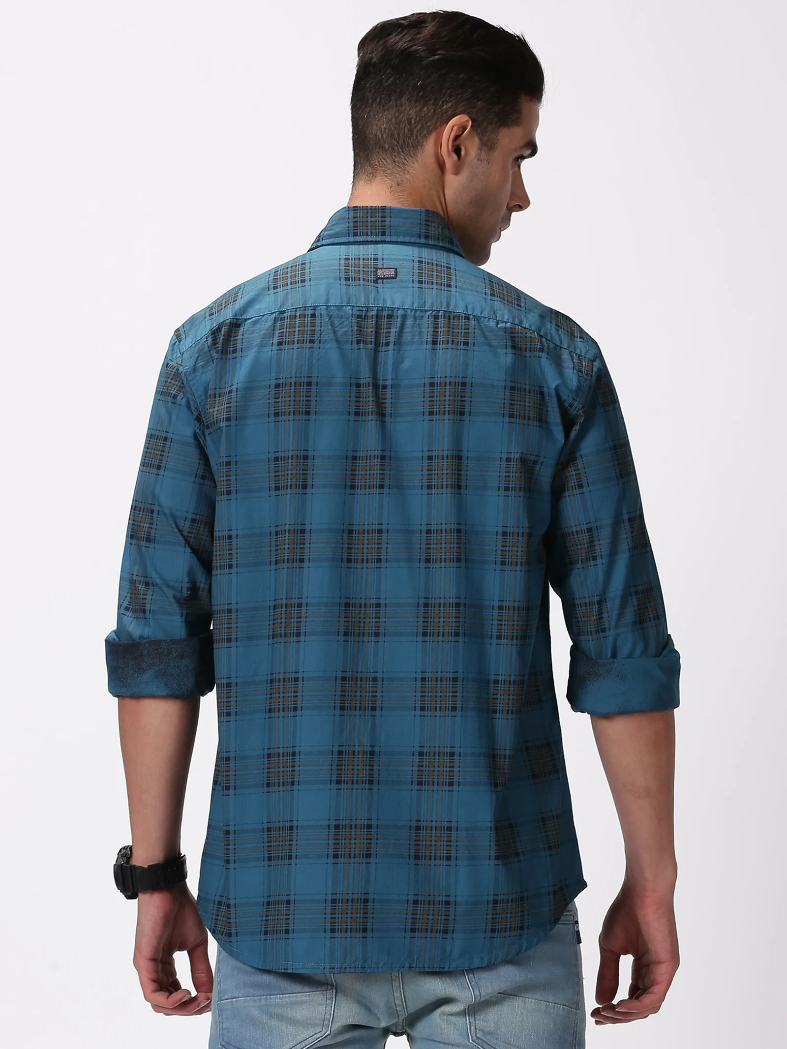 MEN'S BLUE CHECKS SLIM FIT SHIRT