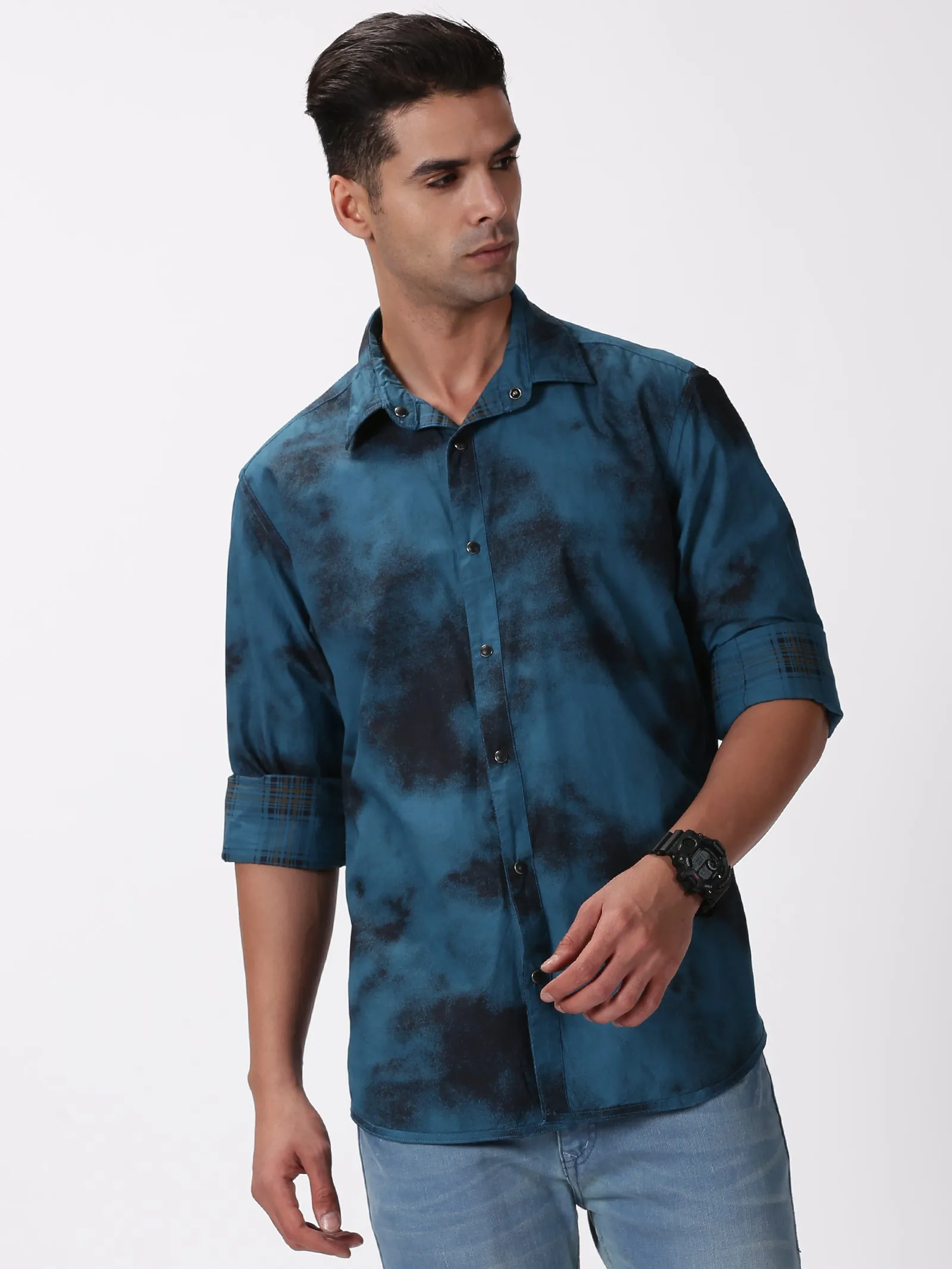 MEN'S BLUE CHECKS SLIM FIT SHIRT