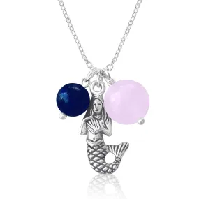 Mermaid Necklace with Rose Quartz and Lapis Lazuli