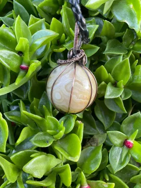 Mexican Crazy Lace Agate Wire Wrapped Orb Pendant