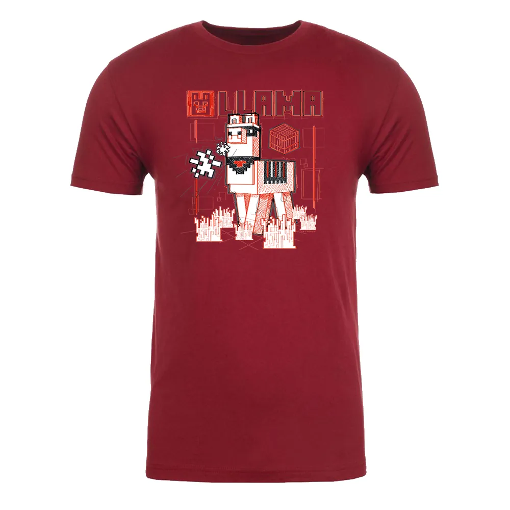 Minecraft Acid Sketch Llama Adult Short Sleeve T-Shirt