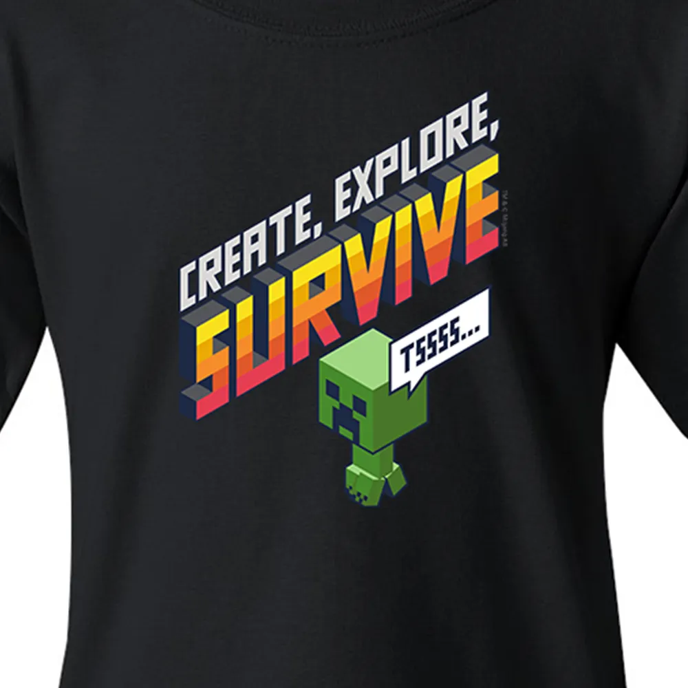 Minecraft Create, Explore, Survive TSSSS Kids Short Sleeve T-Shirt