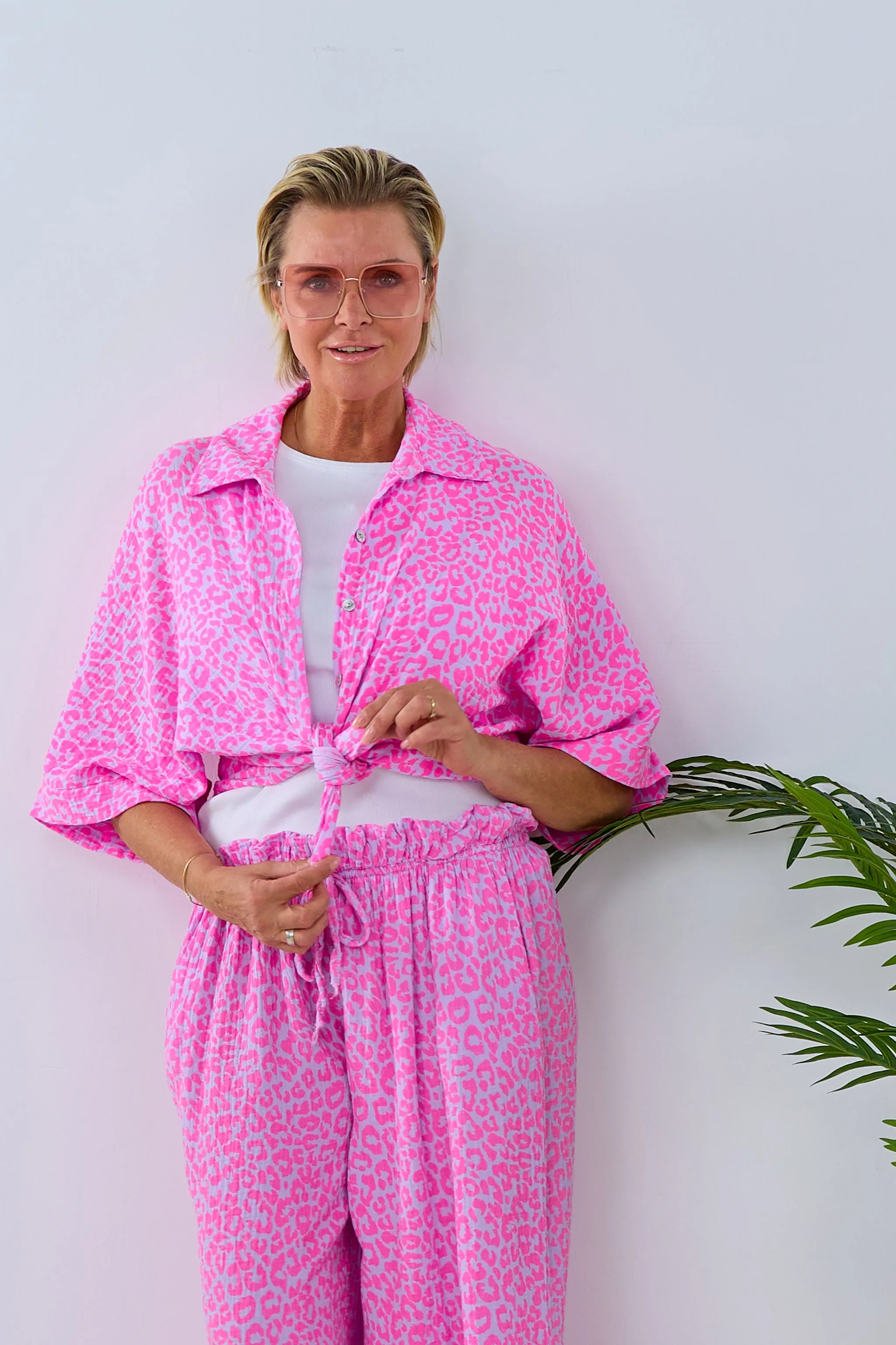 Musselin Bluse mit 3/4 Ärmeln, pink-flieder