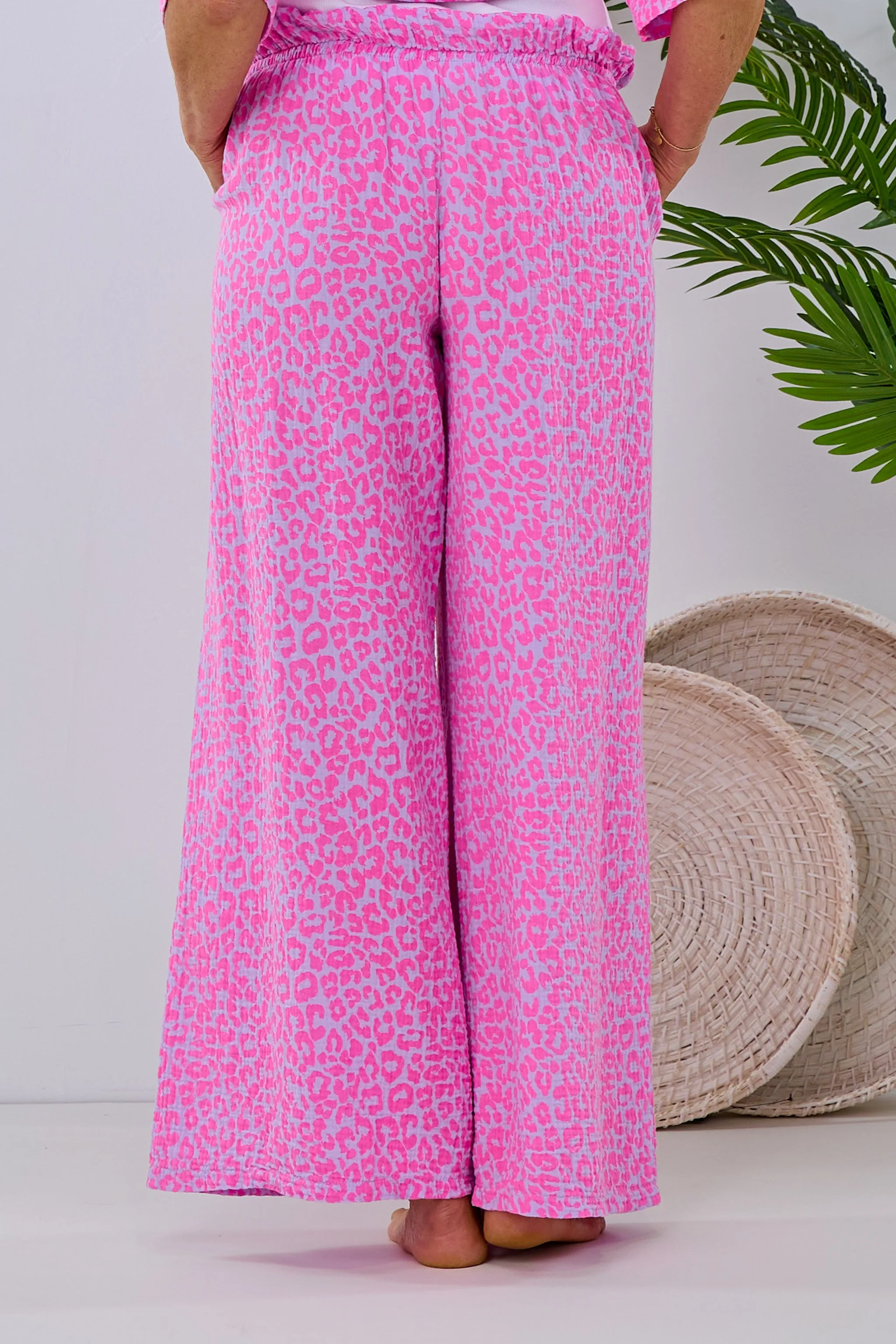 Musselin Hose, pink-flieder