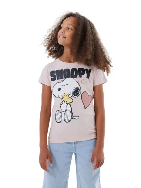 name it short sleeve t-shirt for girls with Snoopy print 13226499 sepia pink