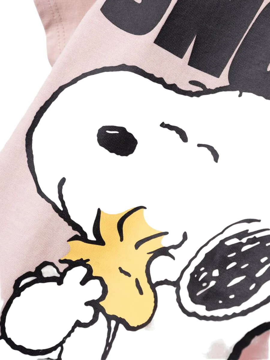 name it short sleeve t-shirt for girls with Snoopy print 13226499 sepia pink