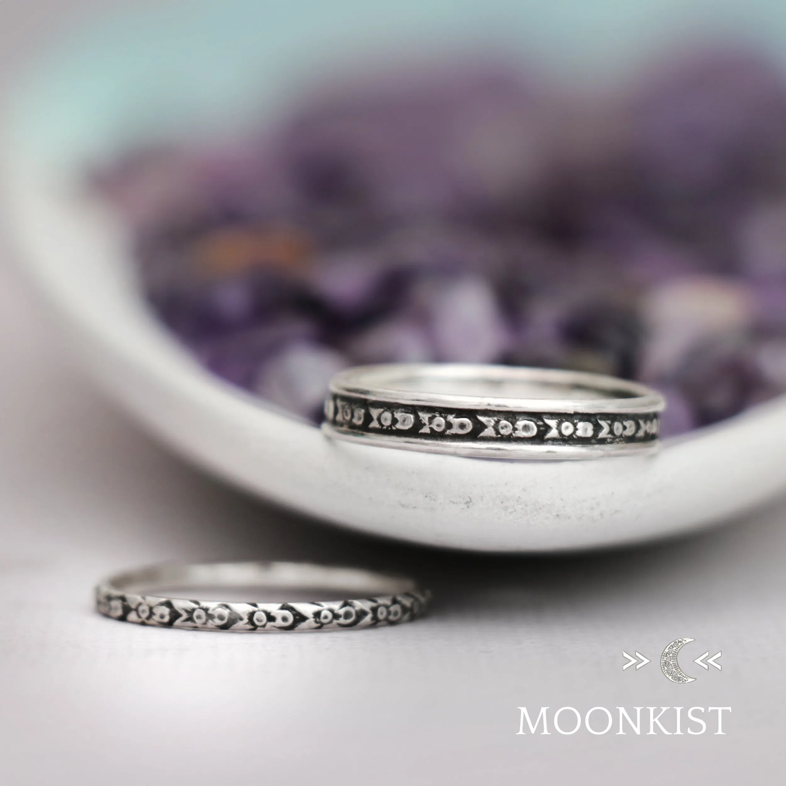 Narrow and Wide Iris Wedding Band Set | Moonkist Designs