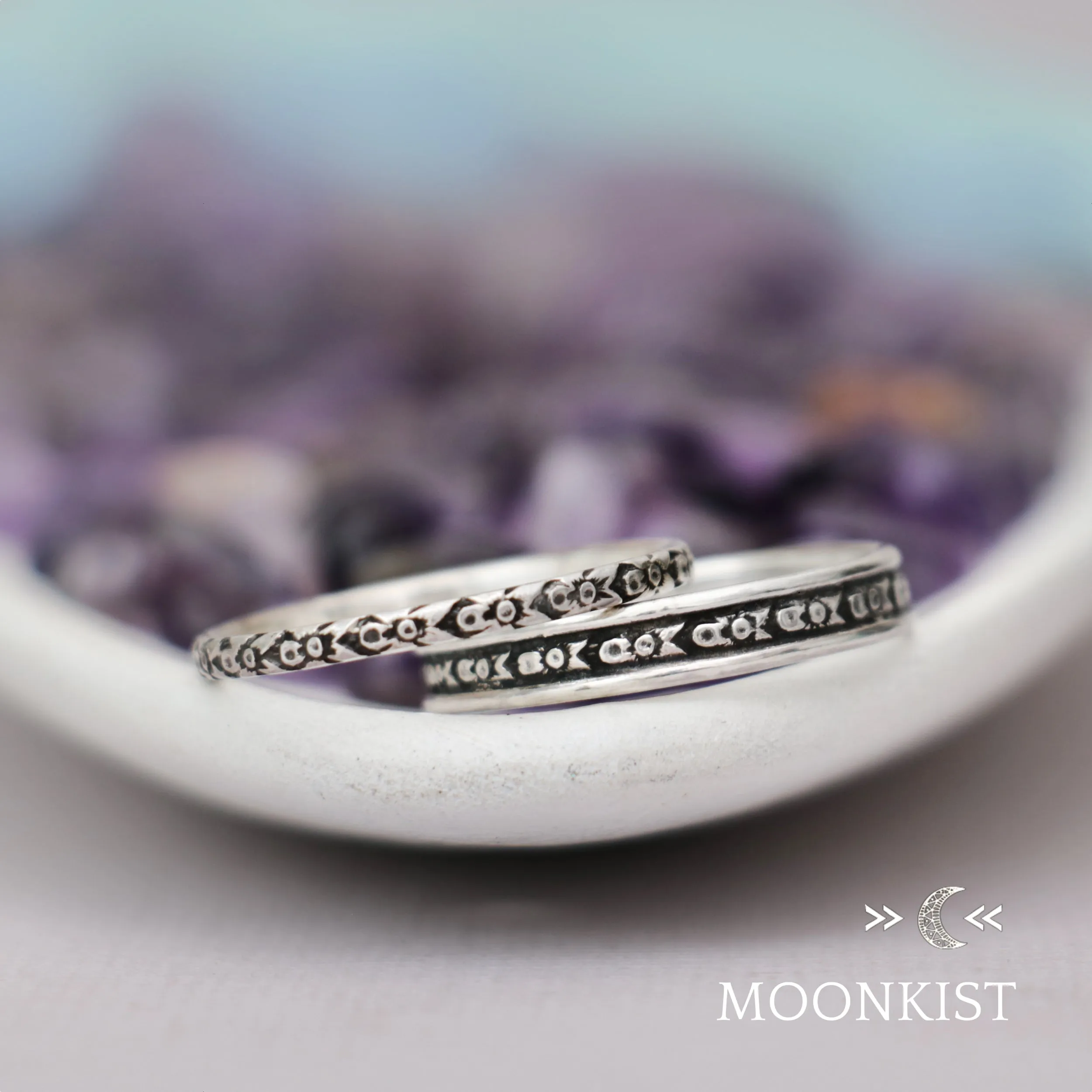 Narrow and Wide Iris Wedding Band Set | Moonkist Designs