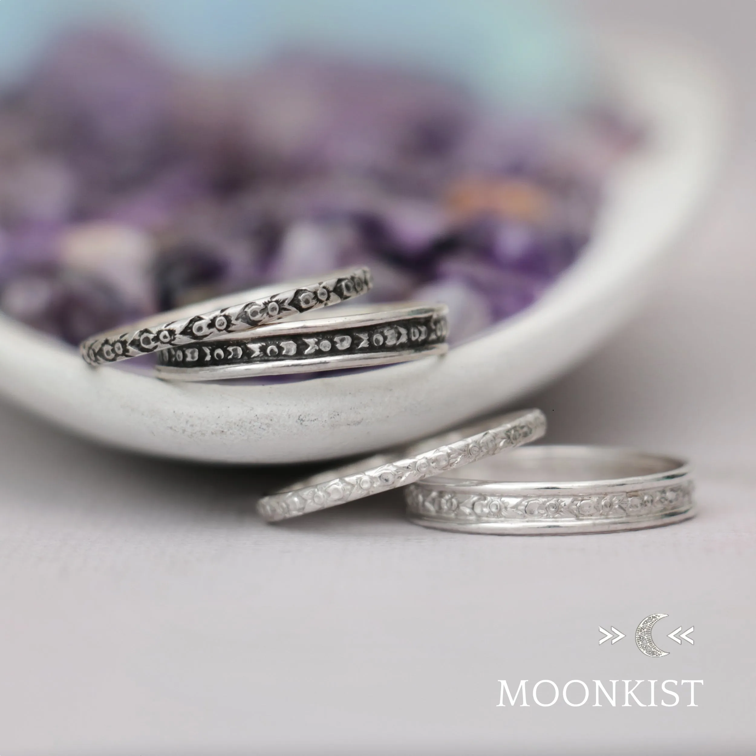 Narrow and Wide Iris Wedding Band Set | Moonkist Designs