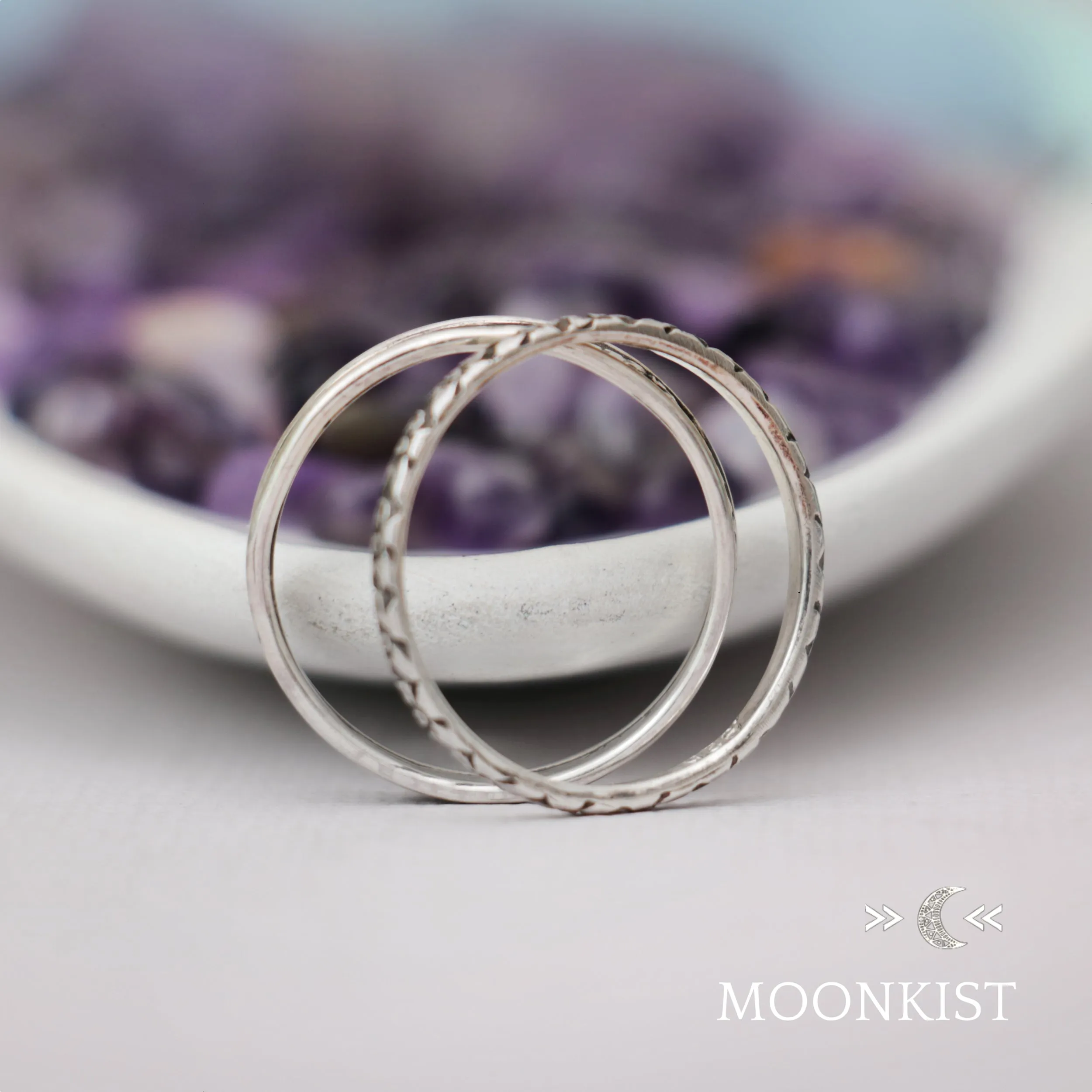 Narrow and Wide Iris Wedding Band Set | Moonkist Designs