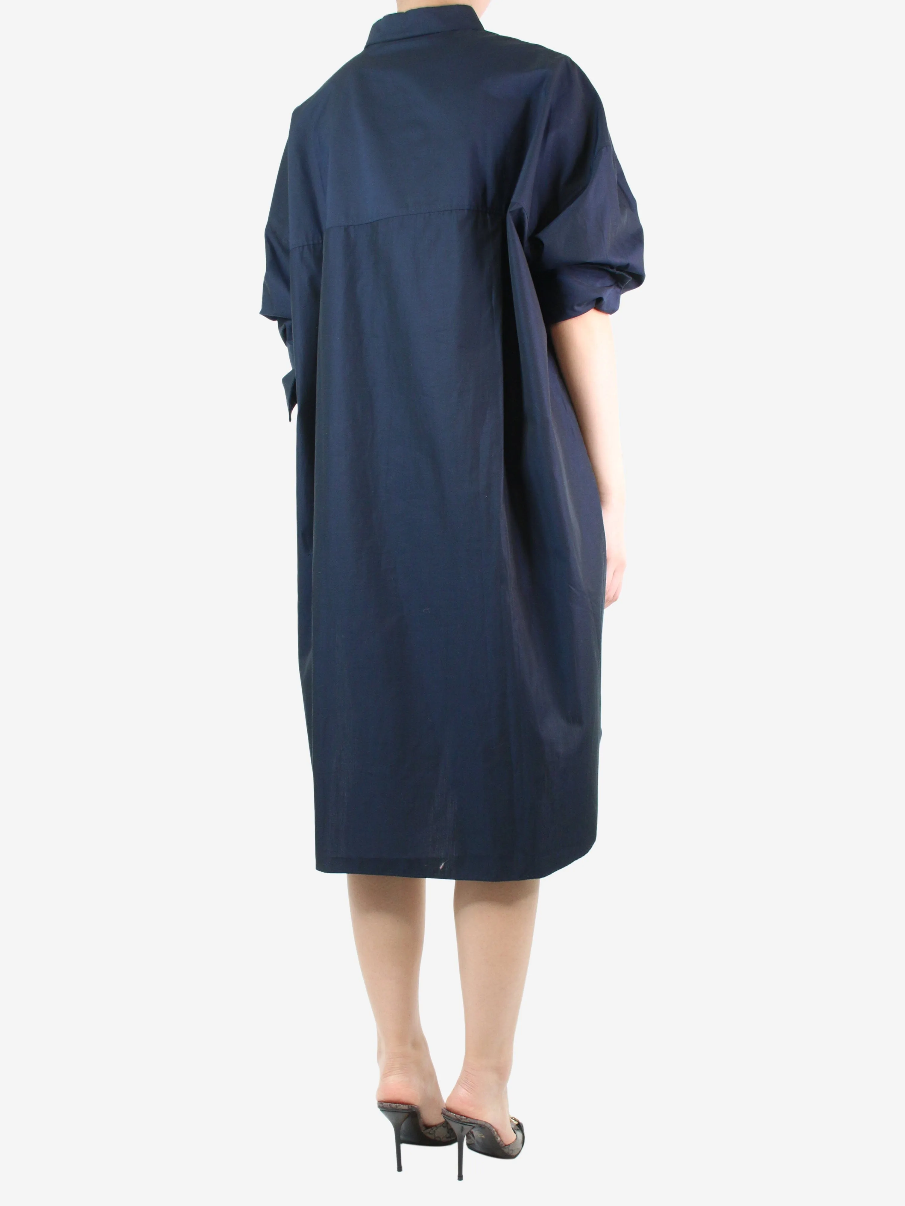 Navy blue shirt dress - size UK 12