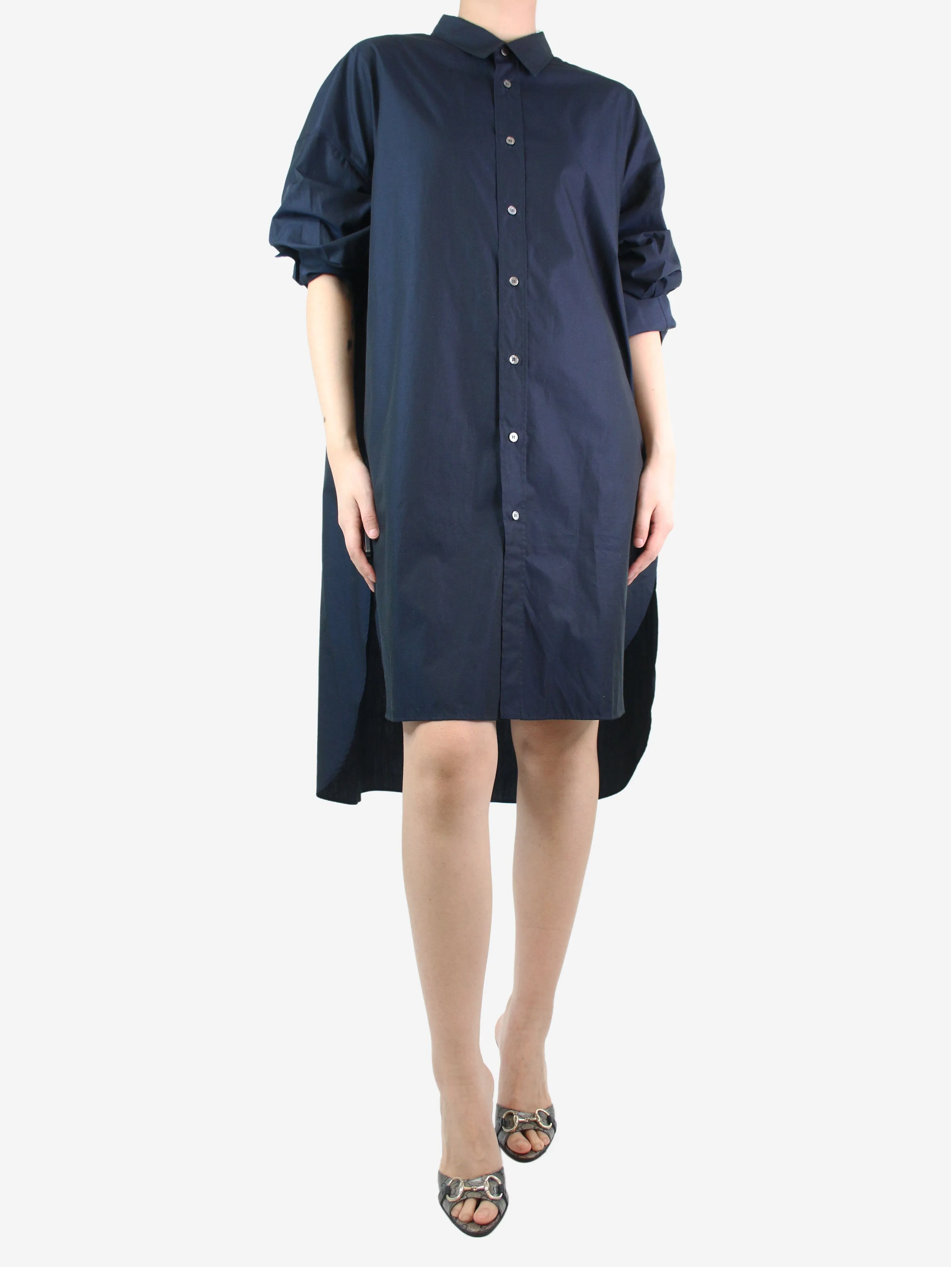 Navy blue shirt dress - size UK 12