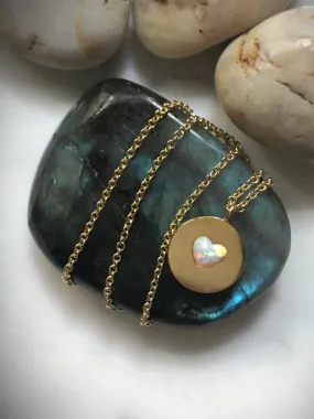 Opal Heart Medallion Necklace