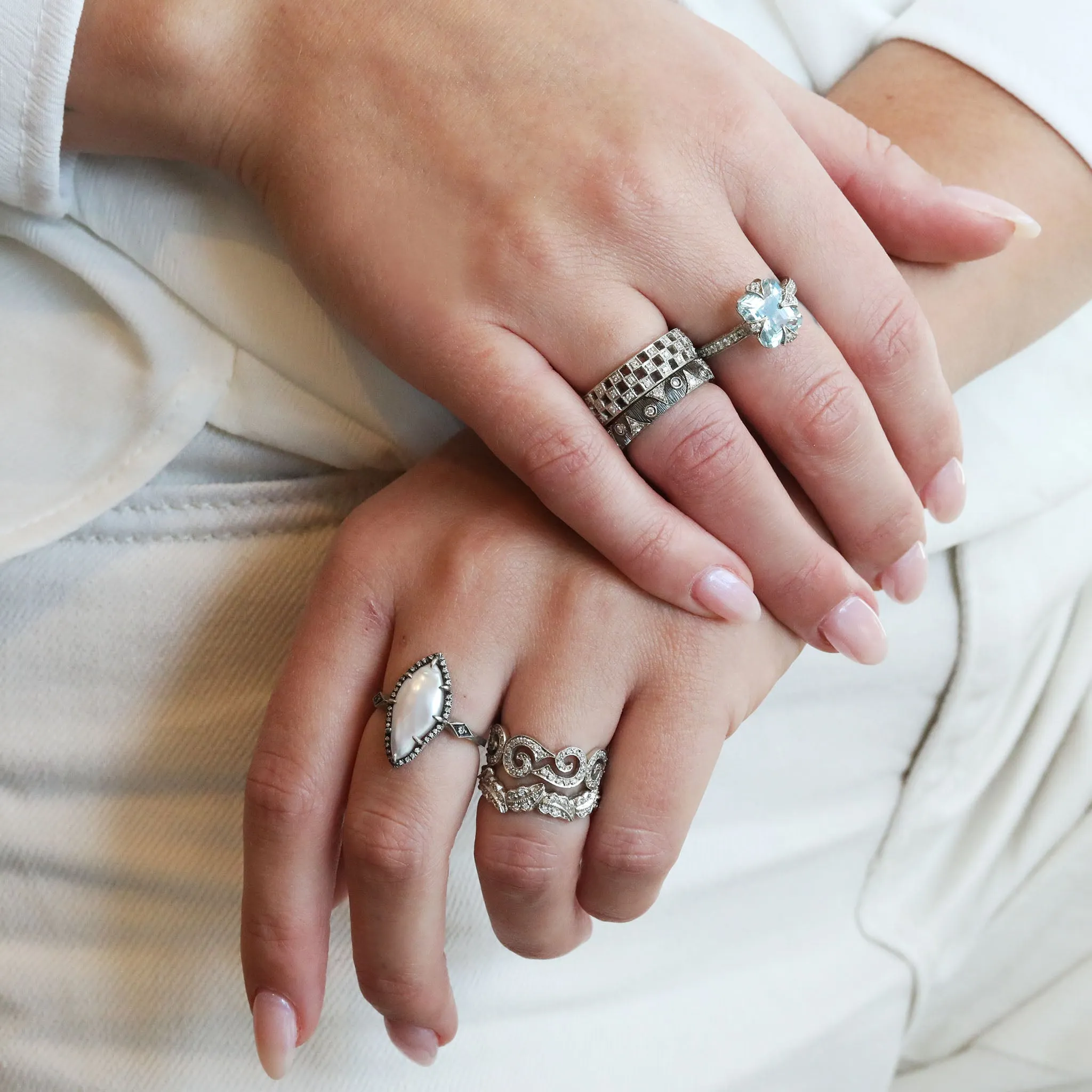 Platinum & Diamond Checkerboard Ring