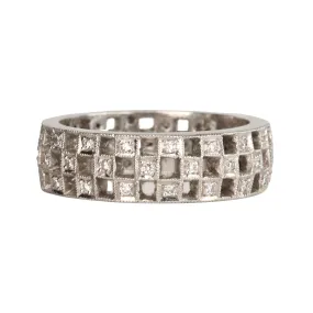 Platinum & Diamond Checkerboard Ring