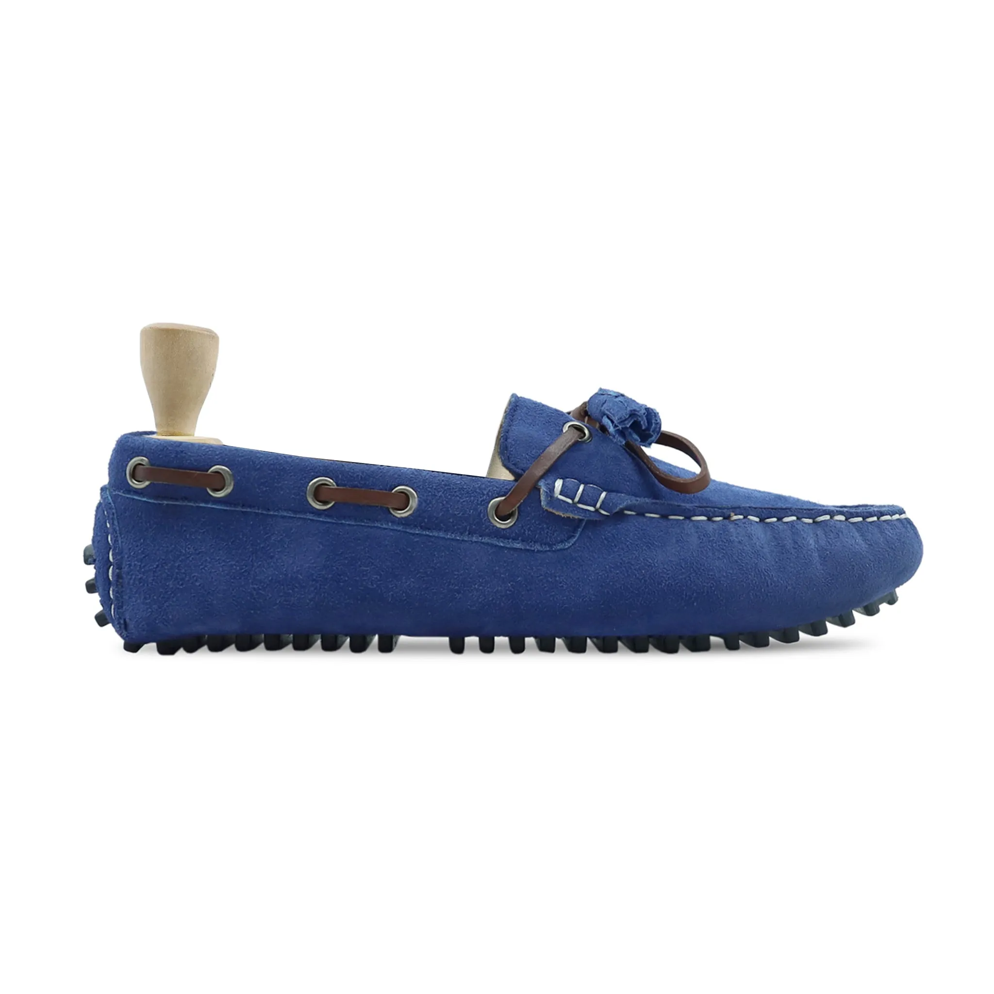 Puyol - Men's Blue Kid Suede Driver Shoe