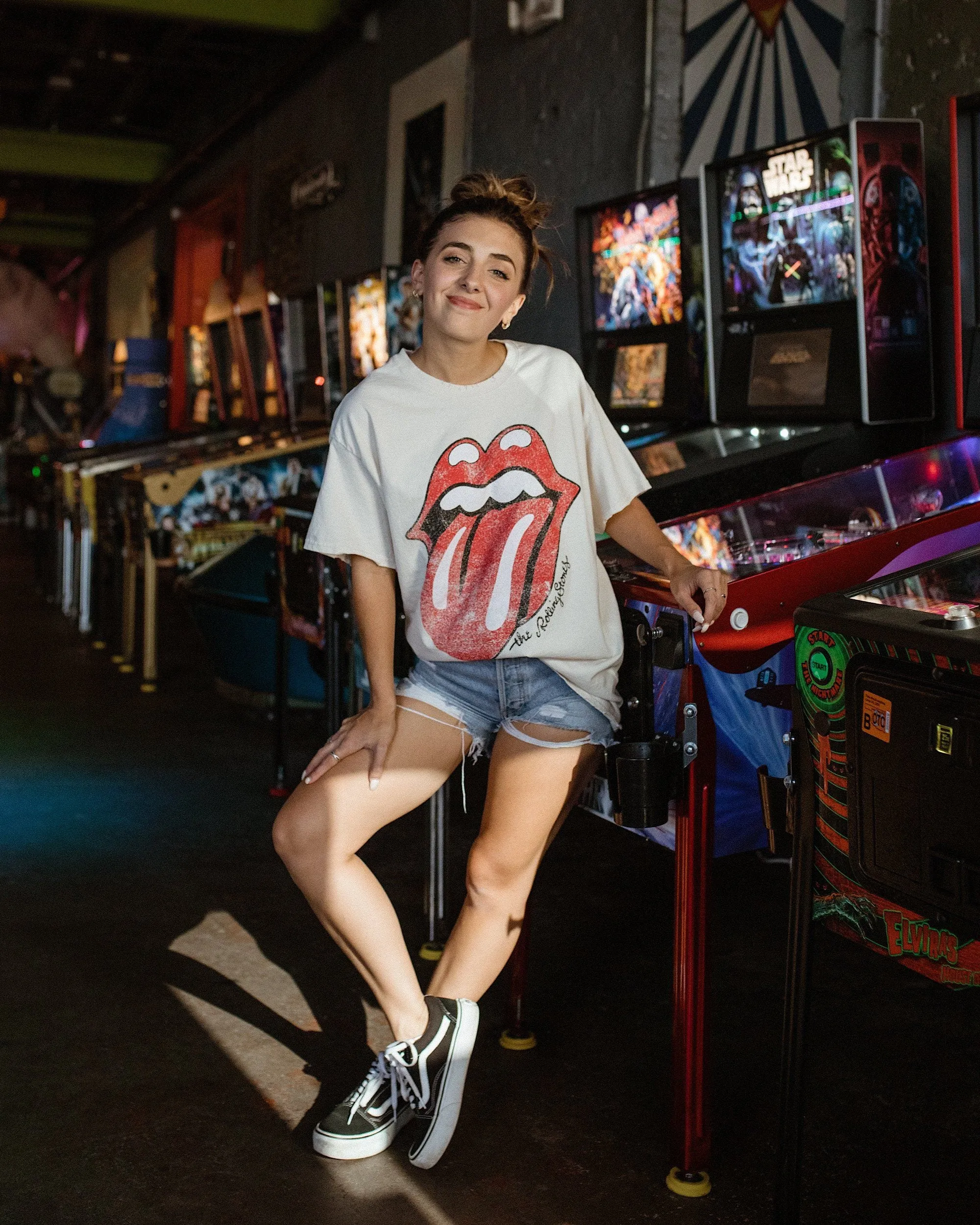 Rolling Stones Lick Off White Thrifted Distressed Tee