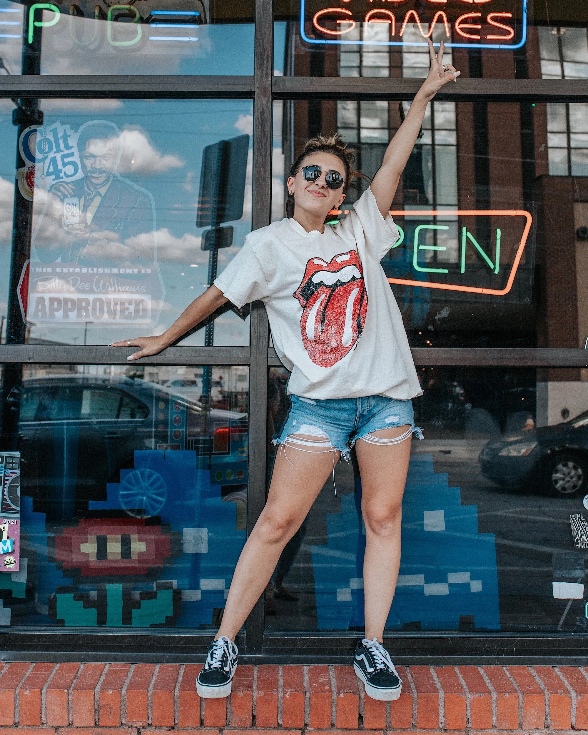 Rolling Stones Lick Off White Thrifted Distressed Tee