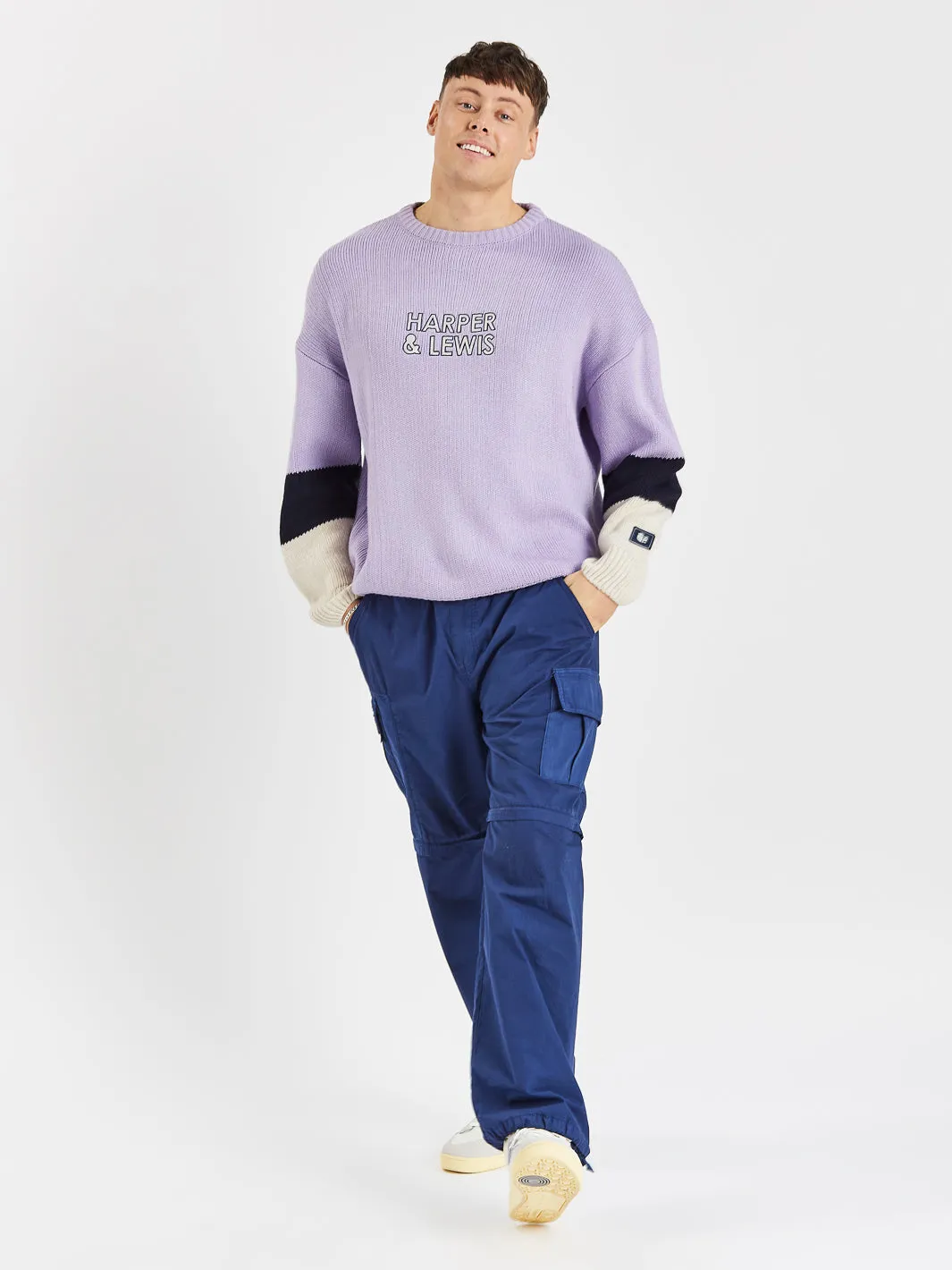 Sandalwood Knitted Jumper Lavender & Navy