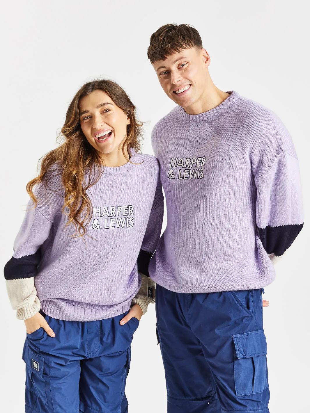 Sandalwood Knitted Jumper Lavender & Navy