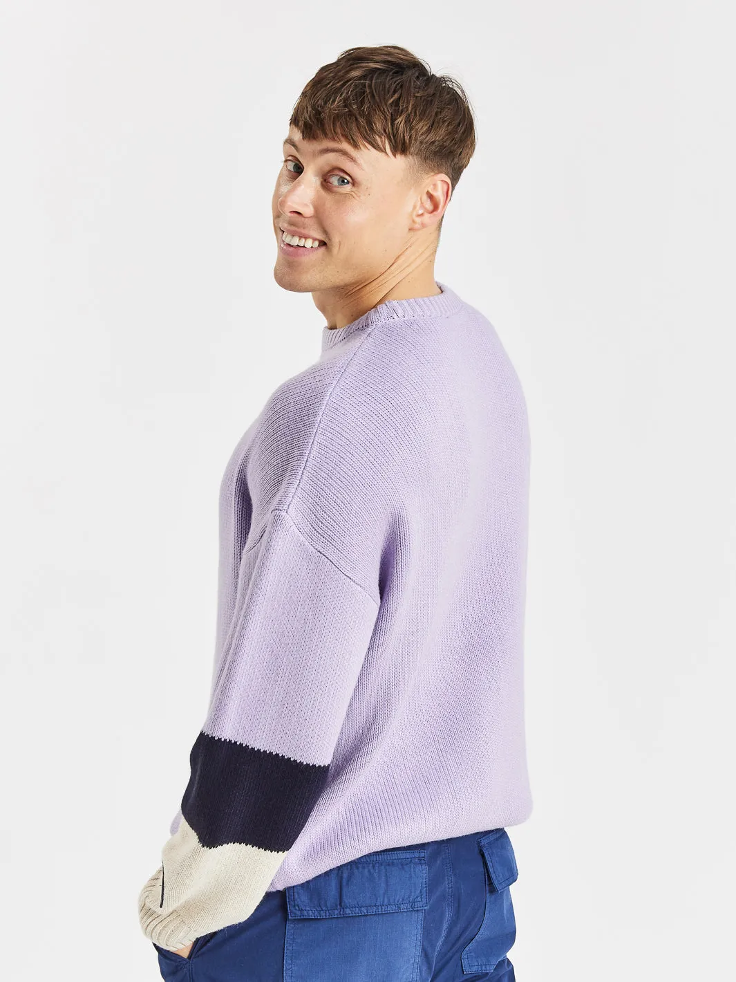 Sandalwood Knitted Jumper Lavender & Navy