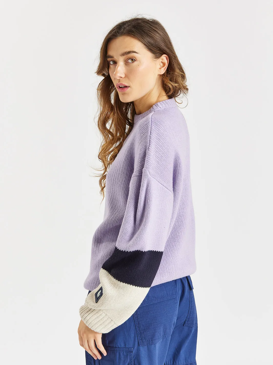 Sandalwood Knitted Jumper Lavender & Navy