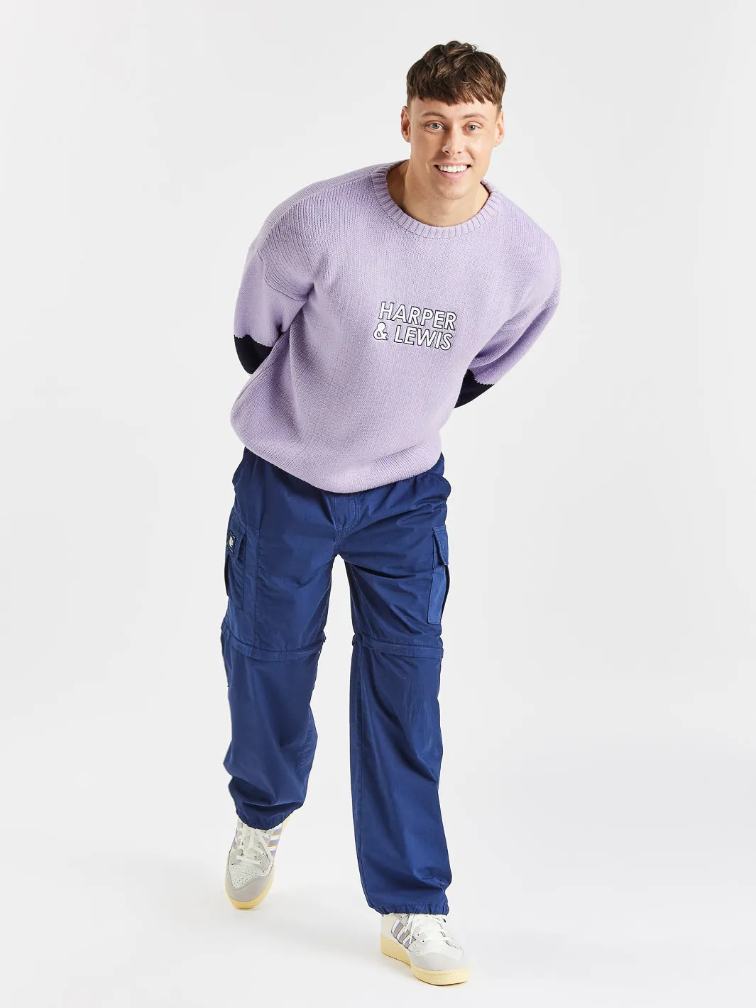 Sandalwood Knitted Jumper Lavender & Navy