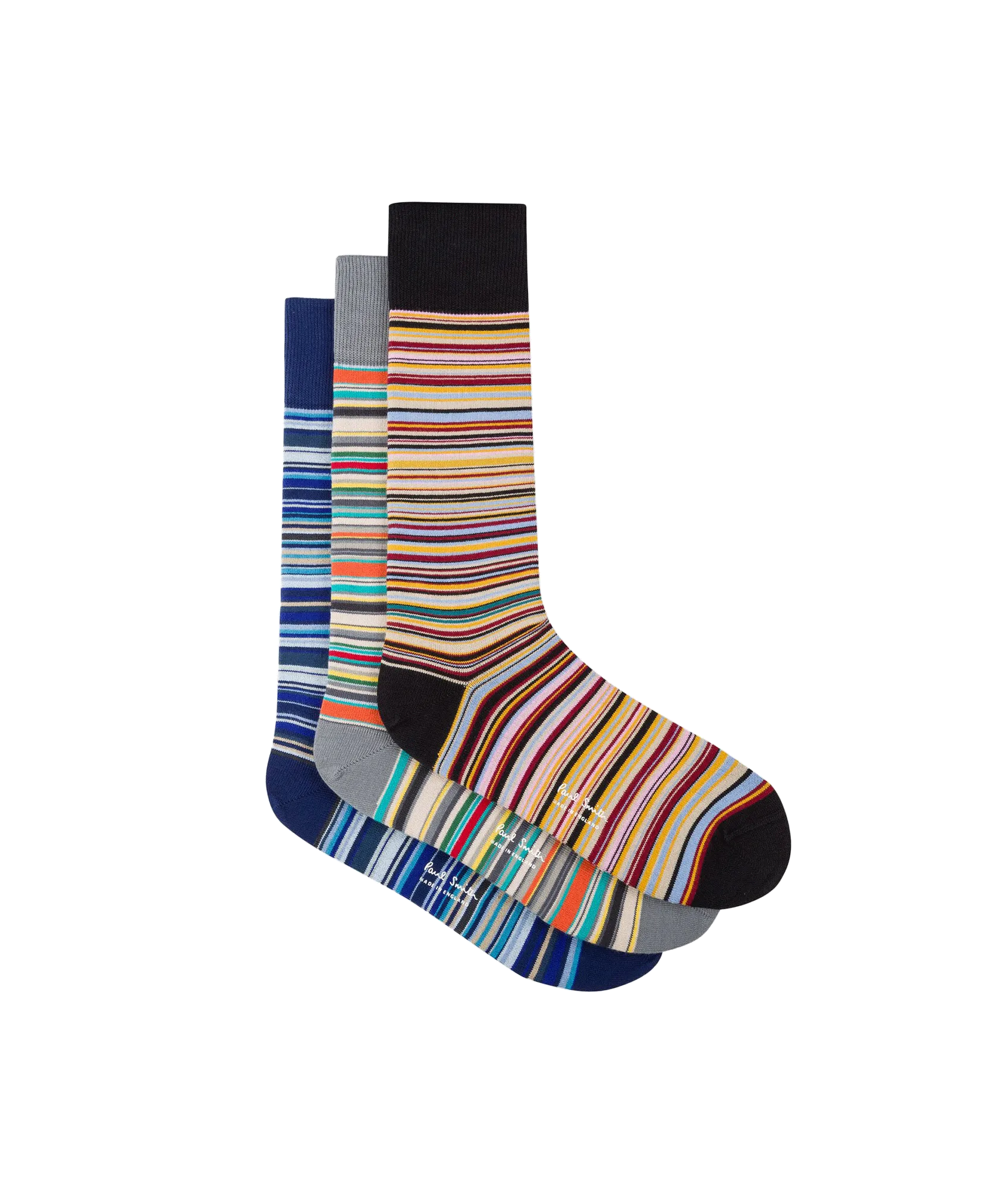 'Signature Stripe' Silk-Blend Socks Three Pack - Multi